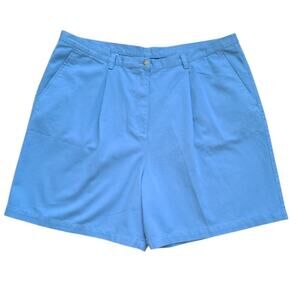 NWT Lauren Ralph Lauren Blue Cotton Pleated Shorts 22W Plus Size Preppy Summer